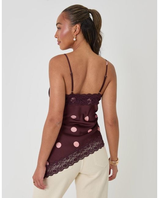 Threadbare Purple Satin Lace Trim Cami