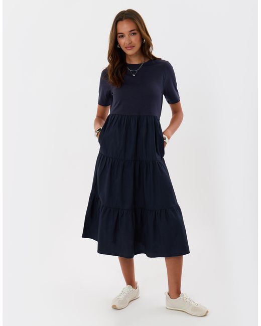 Threadbare Blue Tiered Midaxi Dress
