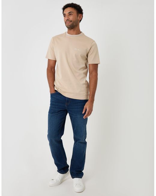 Threadbare Natural Cotton Crew Neck Script T-Shirt for men