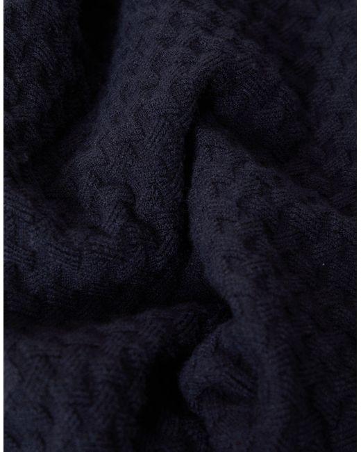 Threadbare Blue Textured Cable Knit Quarter Zip Jumper for men