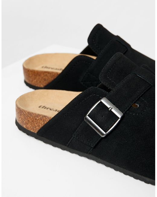 Threadbare Black Faux Suede Mule Sandals for men