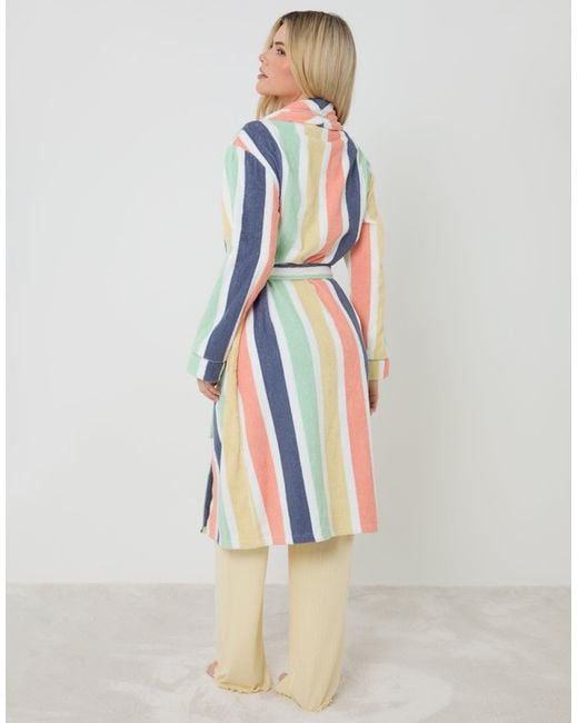 Threadbare Multicolor Towelling Midi Dressing Gown