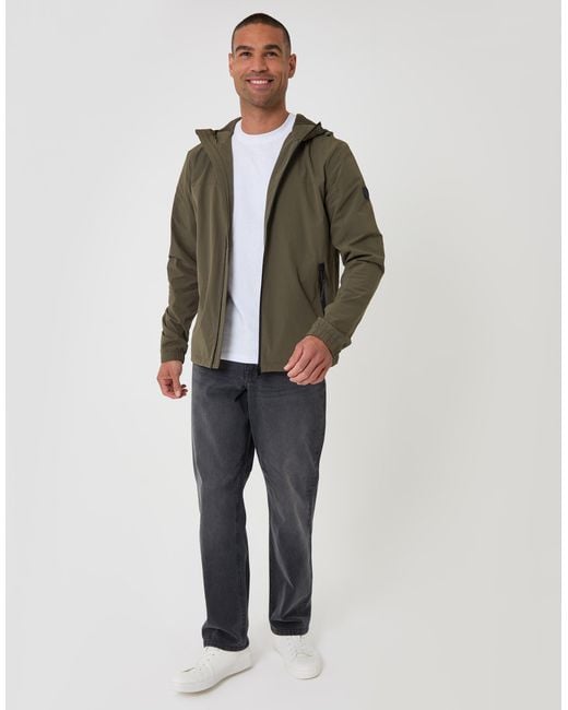 Threadbare Green Showerproof Ripstop Hooded Jacket for men