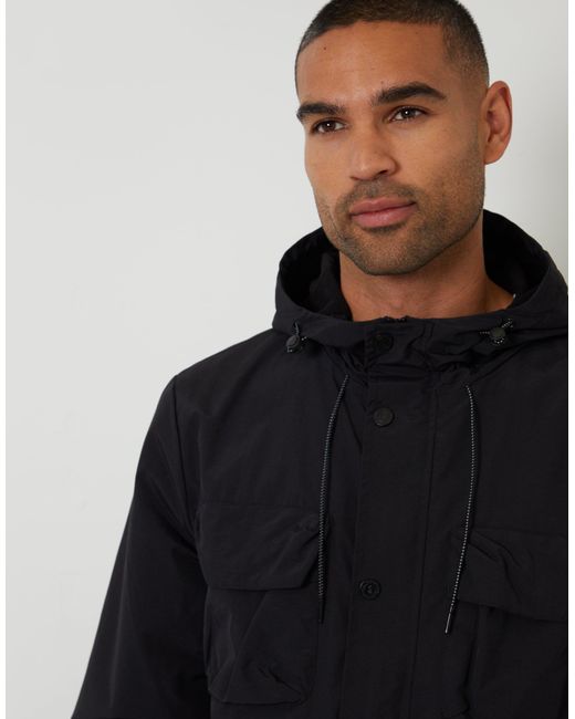 Threadbare Blue Hooded Utility Coat for men