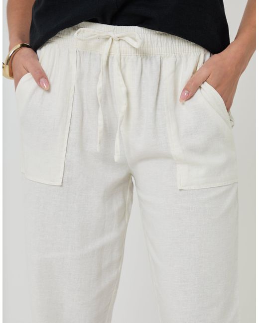 Threadbare White Linen Blend Drawstring Trousers