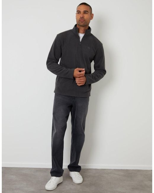 Threadbare Gray Quarter Zip Microfleece Sweatshirt for men