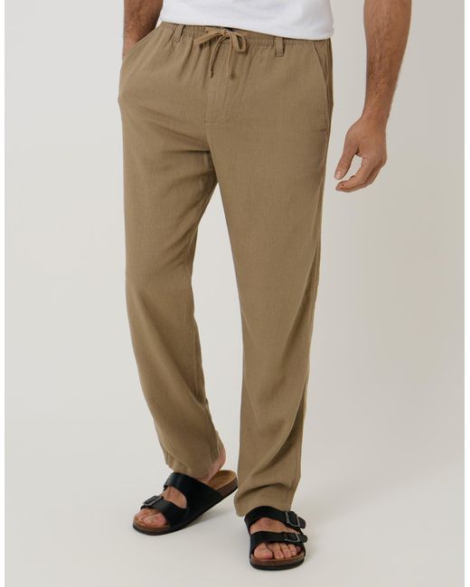 Threadbare Natural Linen Blend Trousers for men