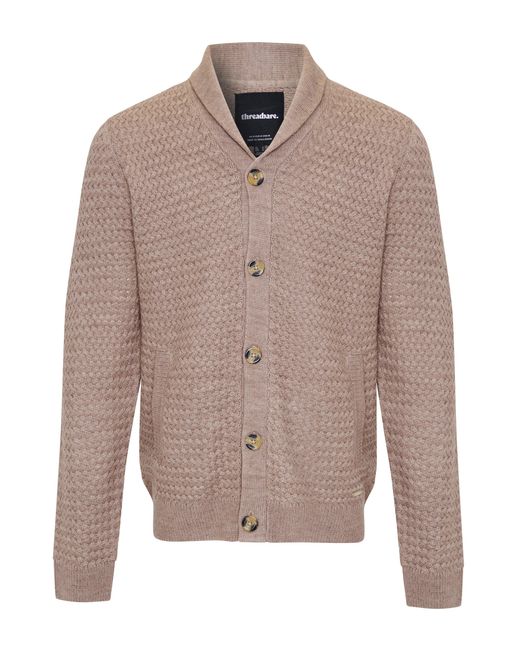 Threadbare Brown Knitted Shawl Cardigan for men