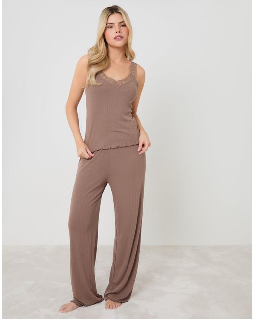 Threadbare Natural Pointelle V-Neck Cami Pyjama Set