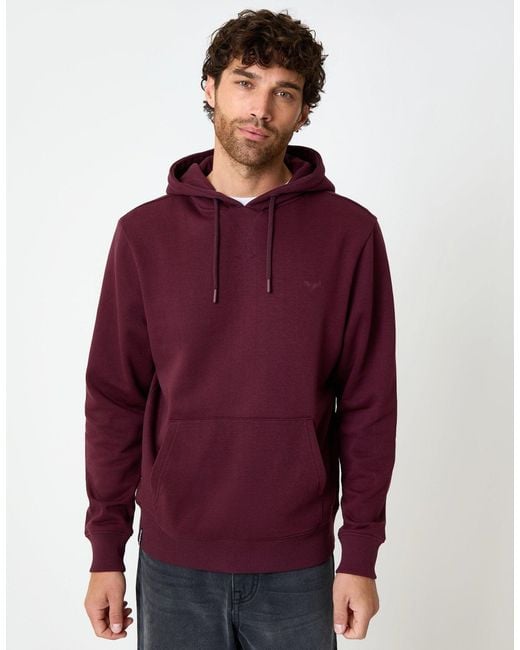 Threadbare Red The Essential Cotton Rich Overhead Hoodie for men