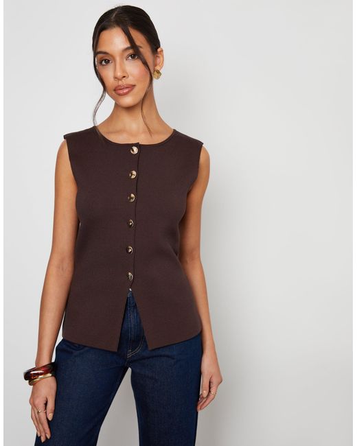 Threadbare Blue Ribbed Knitted Waistcoat