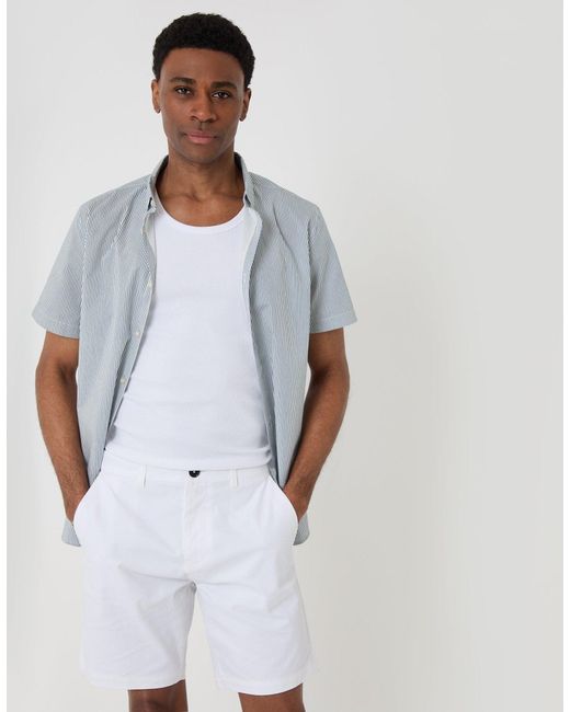 Threadbare Blue Regular Fit Stretch Chino Shorts for men
