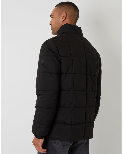 Threadbare Black Padded Funnel Neck Jacket for men