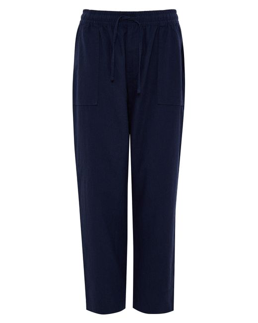 Threadbare Blue Linen Blend Drawstring Trousers