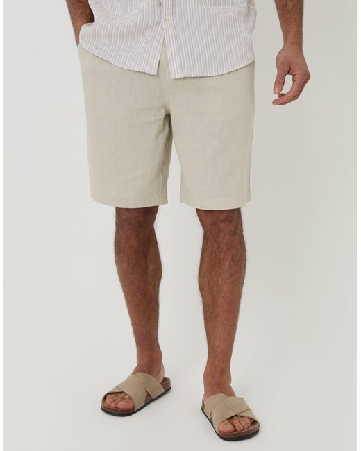 Threadbare Natural Linen Blend Shorts for men