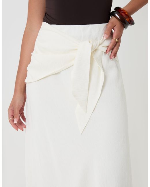 Threadbare White Tie Sash Midi Skirt