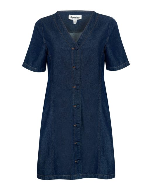 Threadbare Blue Denim Button Up Mini Dress