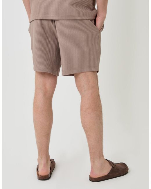 Threadbare Natural Regular Fit Ribbed Shorts for men