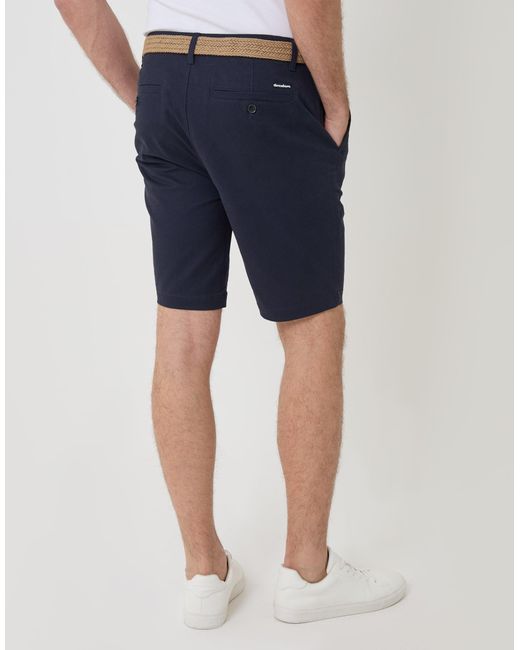 Threadbare Blue Belted Chino Shorts for men