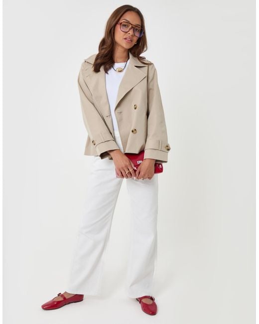 Threadbare Red Funnel Neck Short Trench Coat