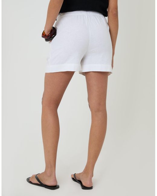 Threadbare Blue Linen Blend Tie Waist Shorts