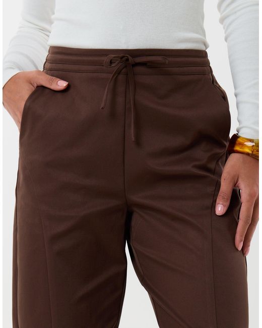 Threadbare Brown Petite Curved Seam Barrel Leg Trousers