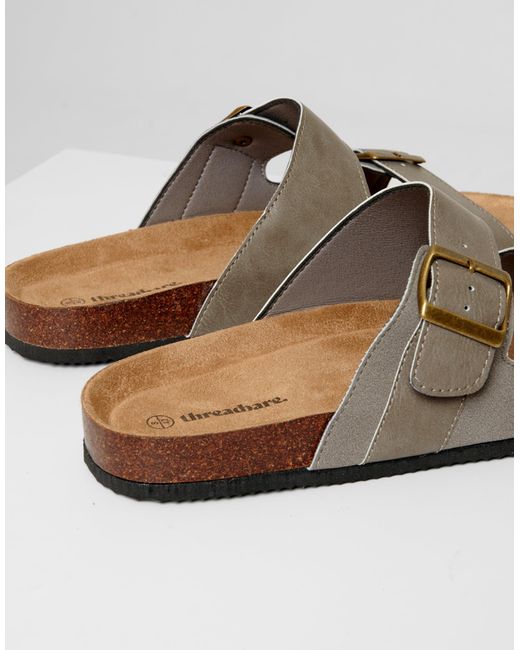 Threadbare Natural Slip On Two Buckle Strap Sandals for men