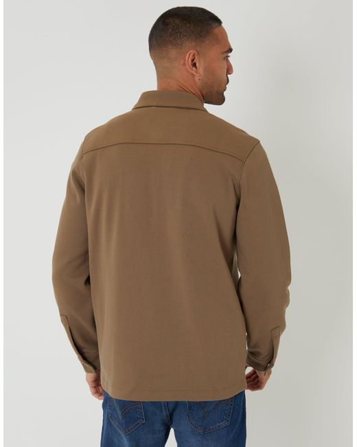 Threadbare Natural Pique Popper Fastening Shacket for men