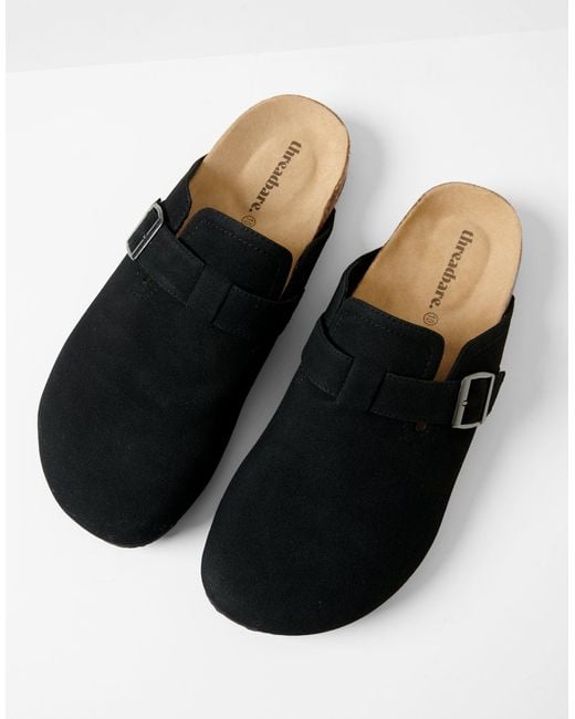 Threadbare Black Faux Suede Mule Sandals for men