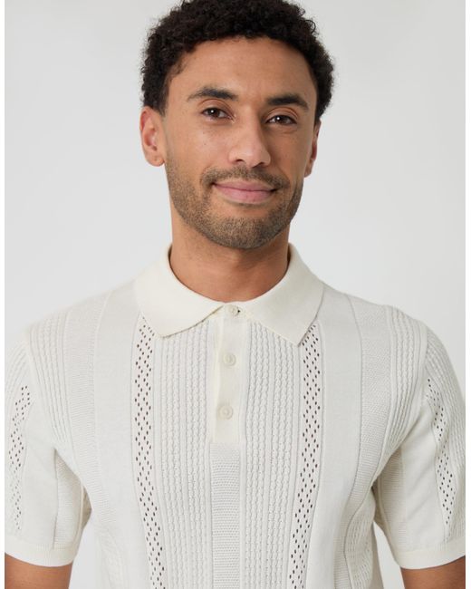Threadbare Gray Textured Stripe Knitted Polo for men