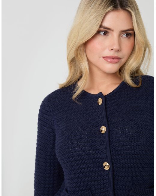 Threadbare Blue Patch Pocket Crew Neck Cardigan