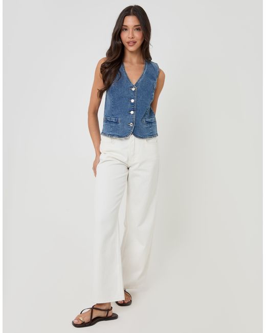 Threadbare Blue Fitted Denim Waistcoat