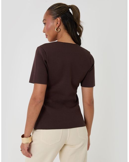 Threadbare Multicolor V-Neck Compact Knitted Top