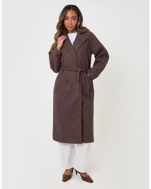 Threadbare Brown Longline Cocoon Coat
