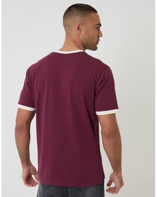 Threadbare Red Cotton Ringer T-Shirt for men