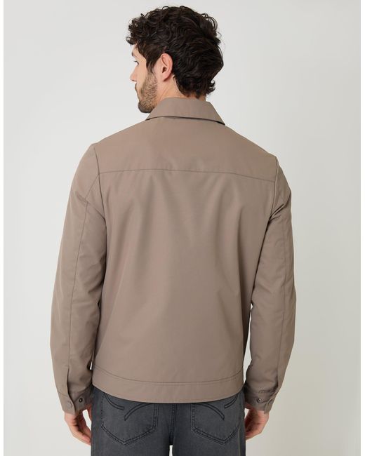Threadbare Brown Showerproof Lightweight Zip Up Jacket With Collar for men