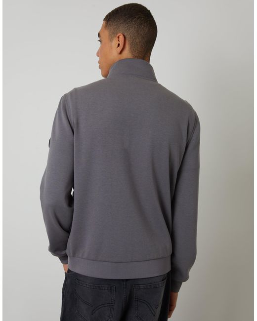 Threadbare Gray Quilted Hybrid Funnel Neck Jacket for men