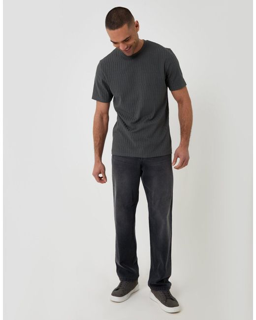 Threadbare Gray Textured Cotton Crew Neck T-Shirt for men