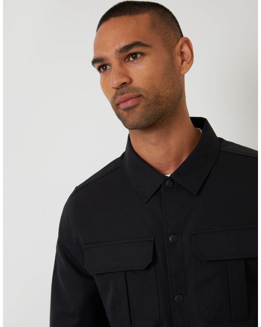Threadbare Blue Cargo Pocket Shacket for men