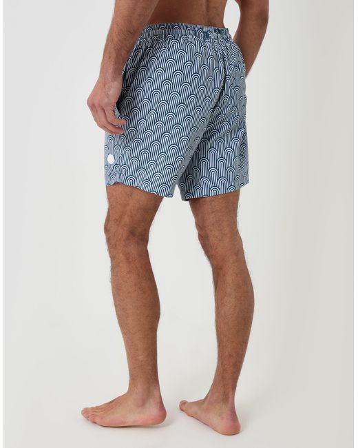 Threadbare Blue Geo Arch Print Quick Dry Swim Shorts for men