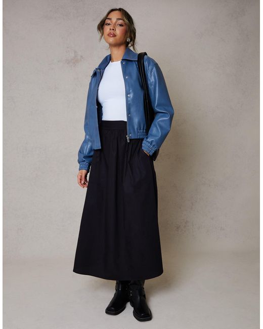 Threadbare Black Pure Cotton Poplin Maxi Skirt With Pockets