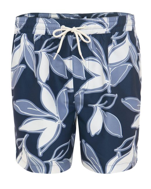 Threadbare Blue Leaf Print Quick Dry Swim Shorts for men