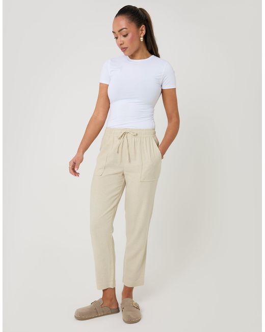 Threadbare Natural Linen Blend Drawstring Trousers