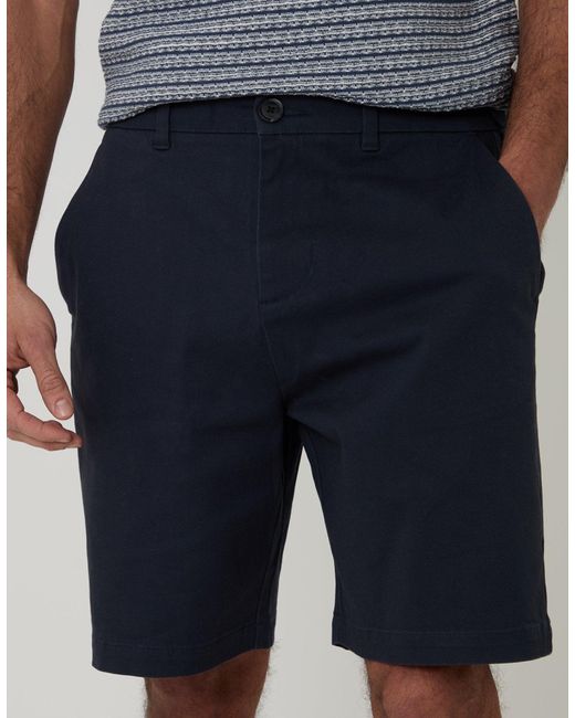 Threadbare Blue Regular Fit Stretch 3 Pocket Chino Shorts for men