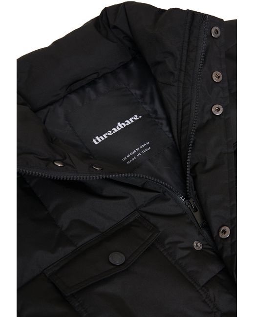 Threadbare Black Padded Funnel Neck Jacket for men