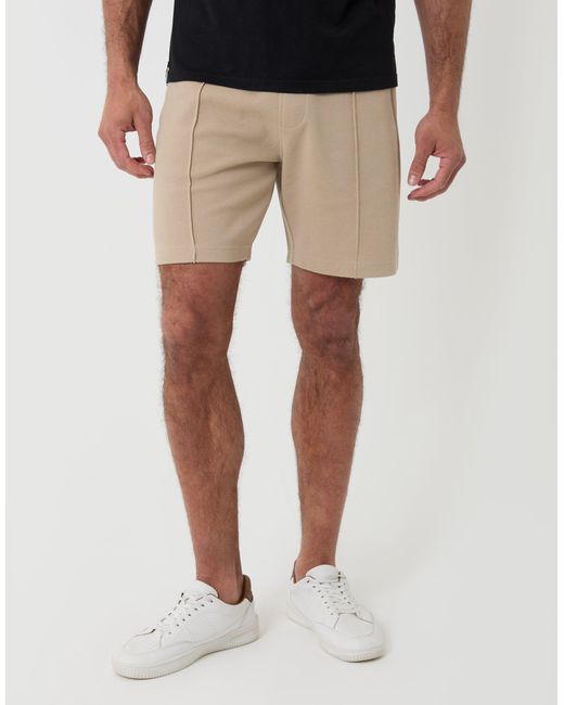 Threadbare Black Pique Pleated Sweat Shorts for men