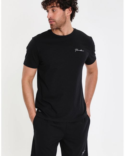 Threadbare Black Script Logo Short Lounge Set for men