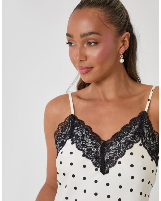 Threadbare White Satin Lace Trim Cami