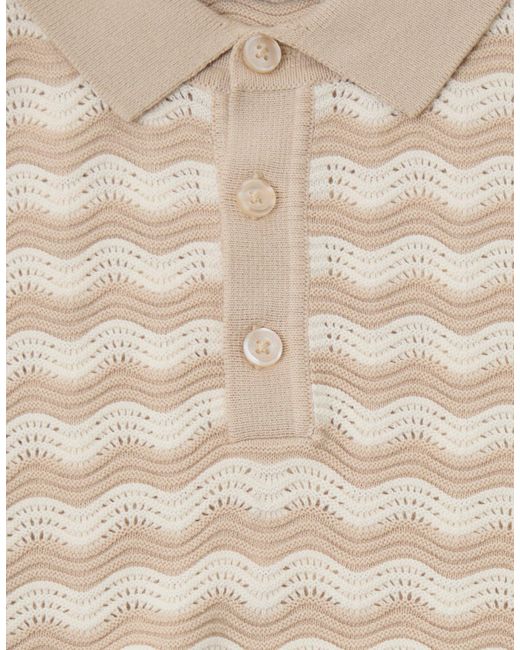 Threadbare Natural Wavy Textured Knitted Polo for men