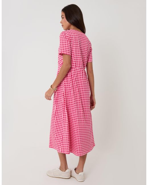 Threadbare Pink Pure Cotton Midi Smock Dress With Pockets